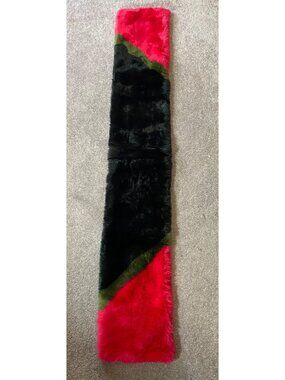 Ann Taylor Faux Fur Colorblock Scarf Stole In Black Pink & Green